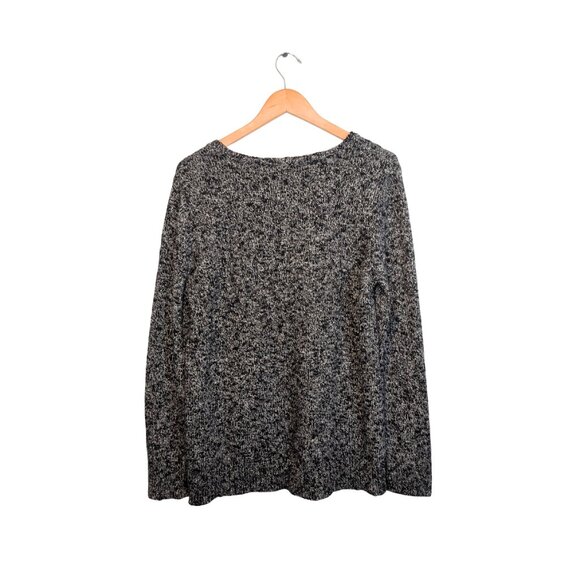 L.L. Bean Women’s Large Cotton Ragg Knit Sweater Black White - Picture 3 of 6